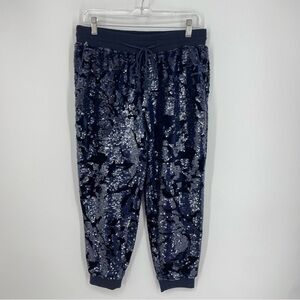 Anthropologie Navy Sequin Jogger Pants